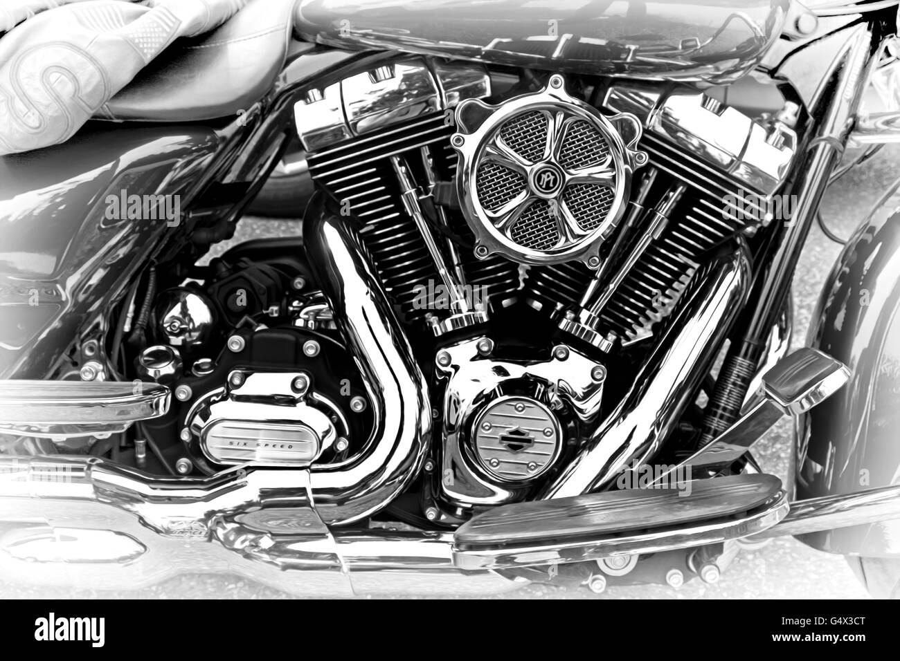 Créé numériquement croquis d'un moto Harley Davison Banque D'Images