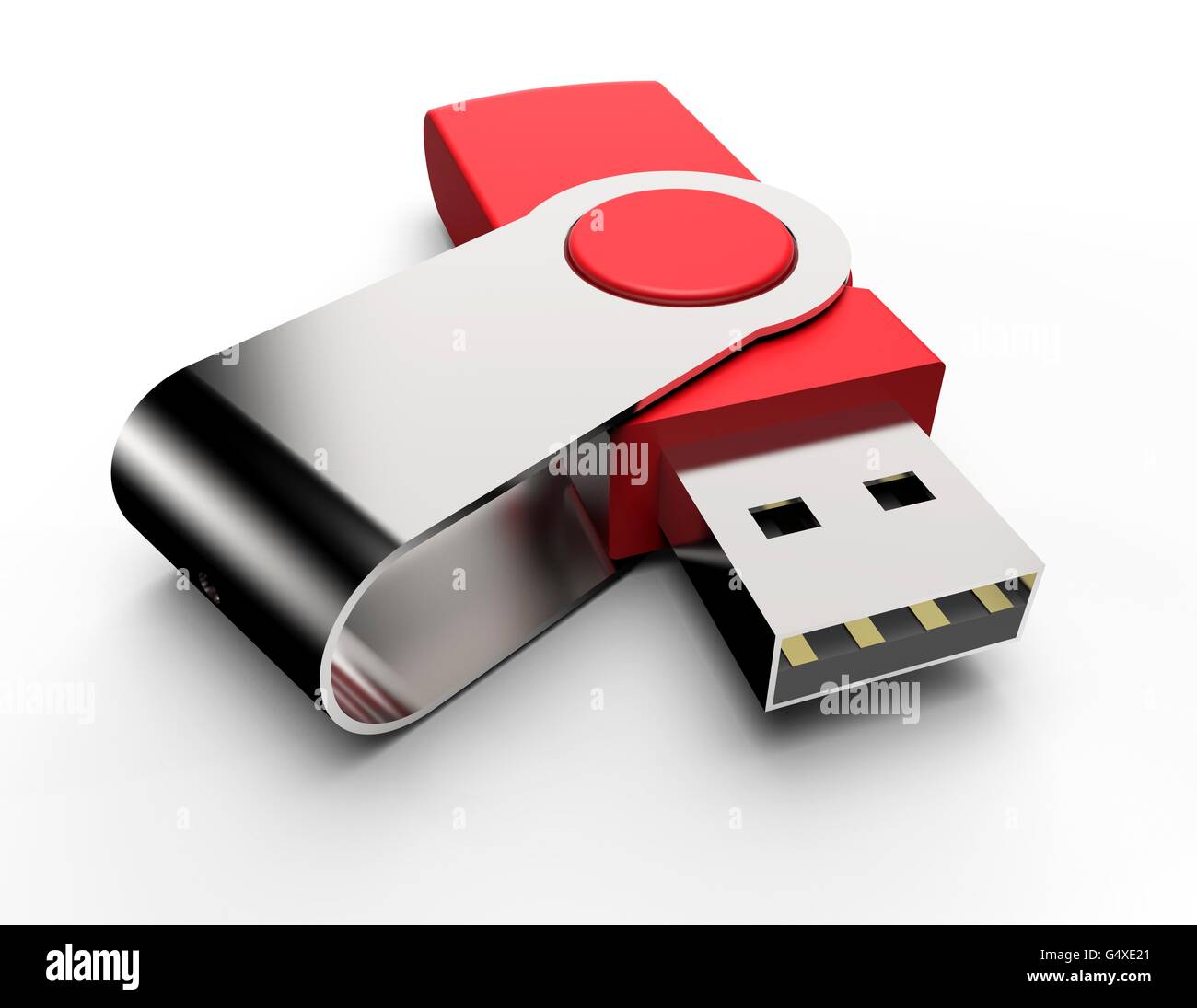 Stick USB isolé sur fond blanc Banque D'Images