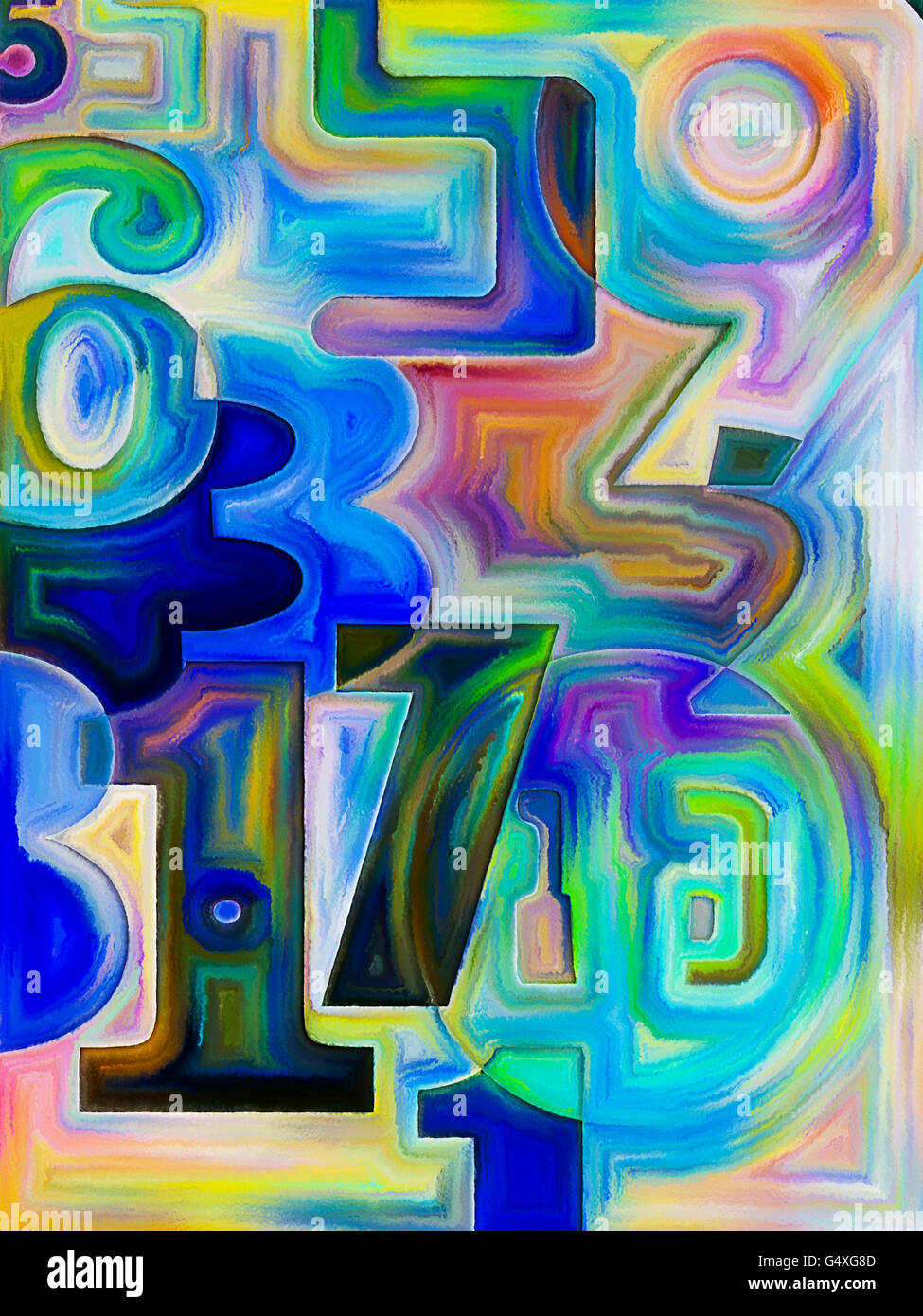 Série Peinture décimal. Conception de base de chiffres décimaux peint sur l'objet des mathématiques, des sciences et de l'éducation Banque D'Images