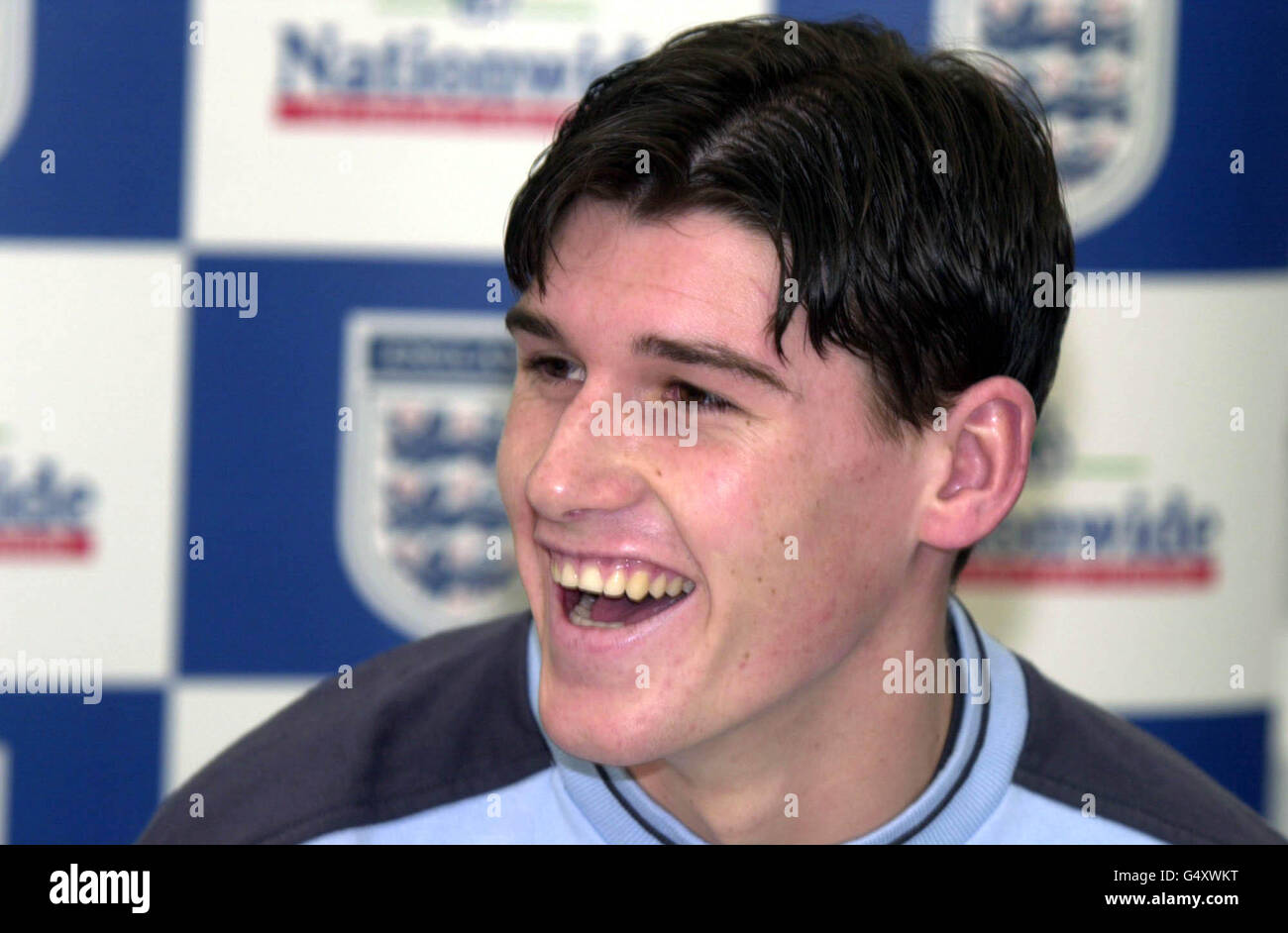 Aston Villa footballeur Gareth Barry lors d'une conférence de presse à Burnham Beeches, Buckinghamshire, après un entraînement avec l'équipe d'Angleterre, avant leur match contre l'Argentine à Wembley. Banque D'Images