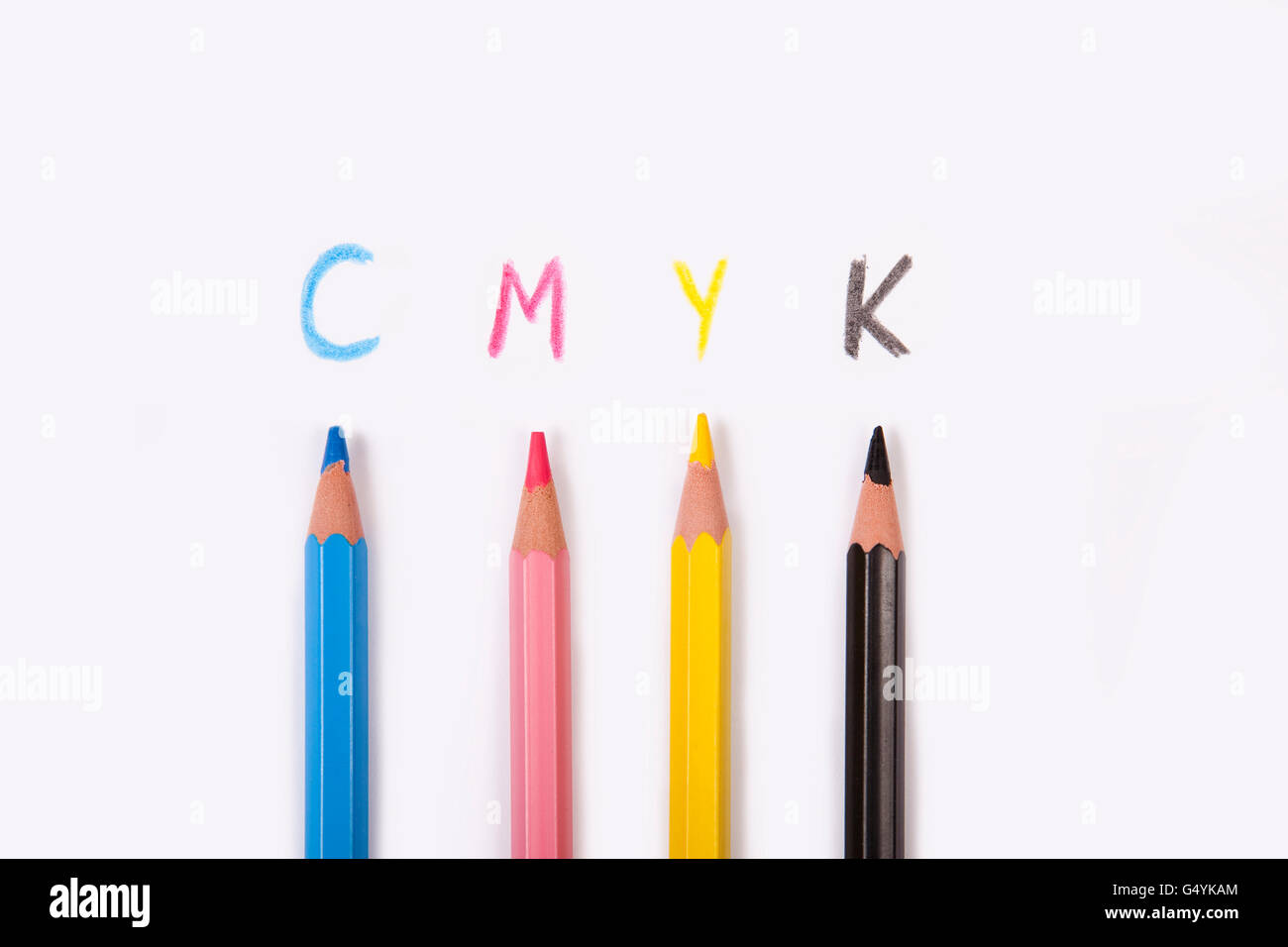 Cmjn, l'arrière-plan conceptuel de crayons couleurs prépresse Banque D'Images