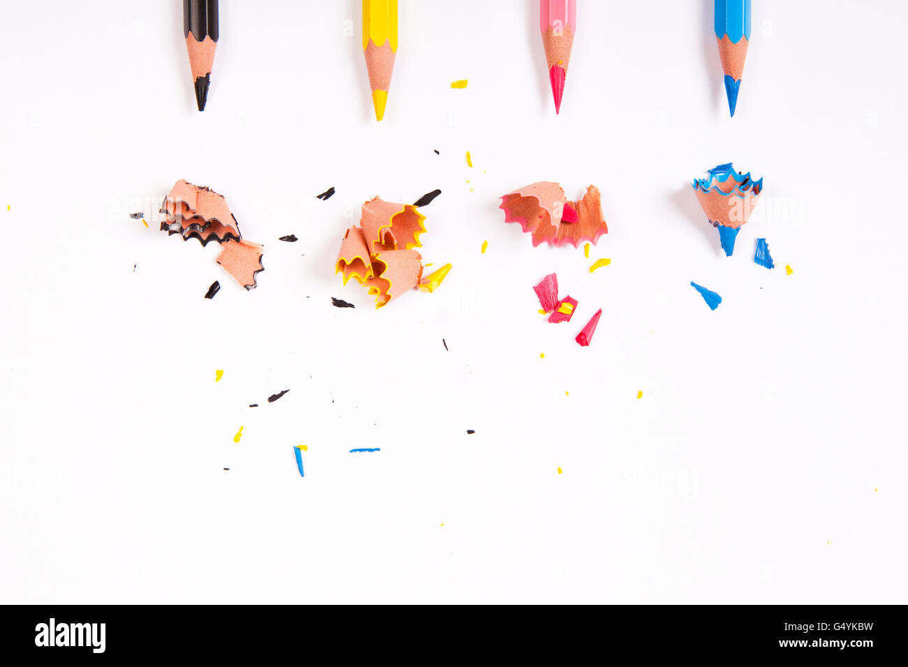 Crayons de couleur CMJN avec arrière-plan Banque D'Images