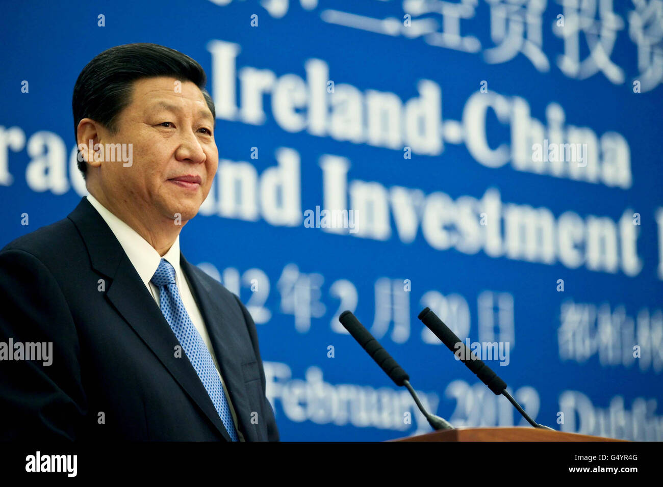 M. Xi Jinping, vice-président de la République populaire de Chine et d'auml, au Royal Hospital Kilmanham pour le Forum Irlande-Chine sur le commerce et l'investissement, le dernier jour d'une visite de trois jours en Irlande. Banque D'Images