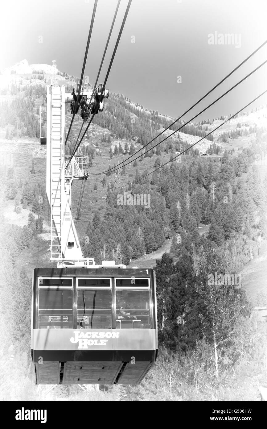 Créé numériquement croquis d'un téléphérique de Jackson Hole Banque D'Images