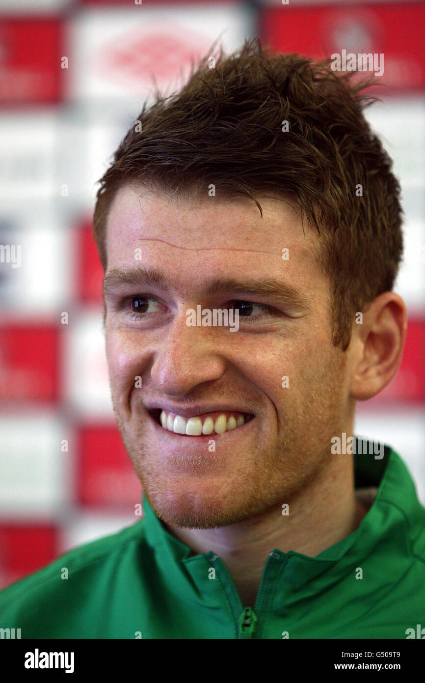 Football - International friendly - Irlande du Nord / Norvège - Conférence de presse d'Irlande du Nord -.Le capitaine de l'Irlande du Nord Steve Davis lors d'une conférence de presse à l'hôtel Culloden de Belfast. Banque D'Images