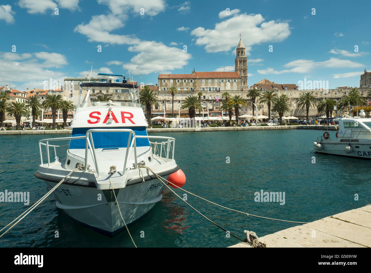 Split, Croatie, la côte dalmate, le palais de Dioclétien et Riva Banque D'Images