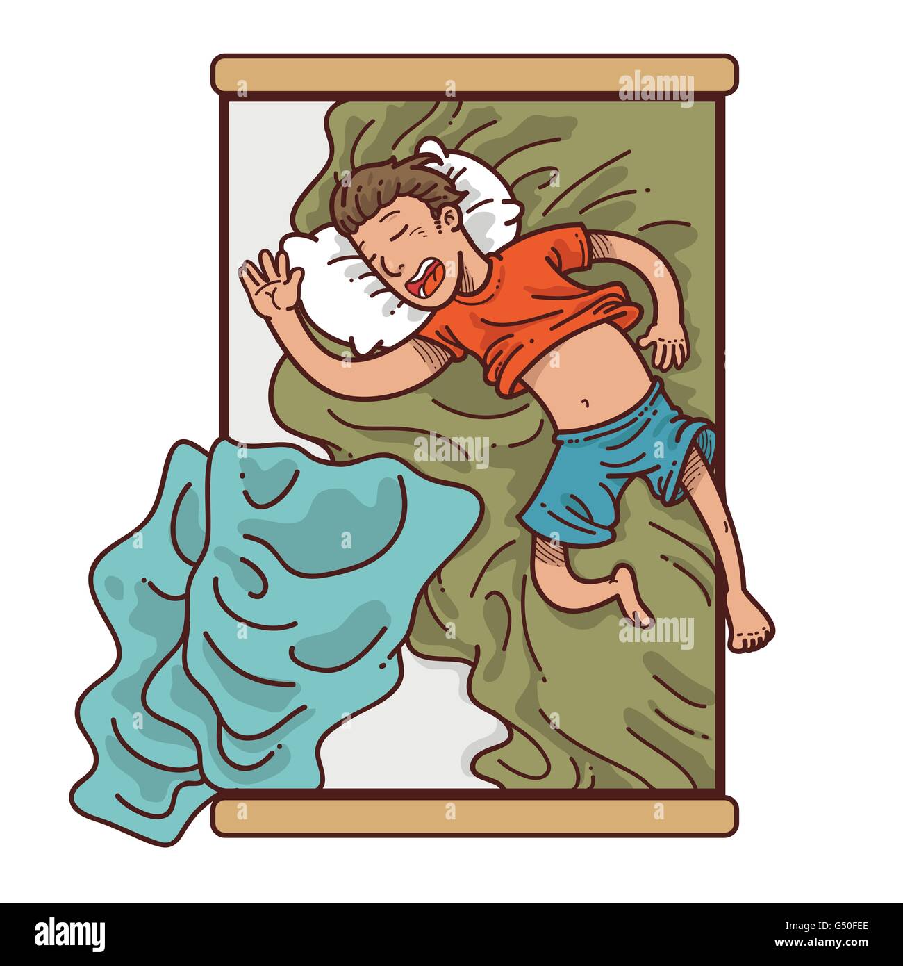 Man sleeping in bed Illustration de Vecteur