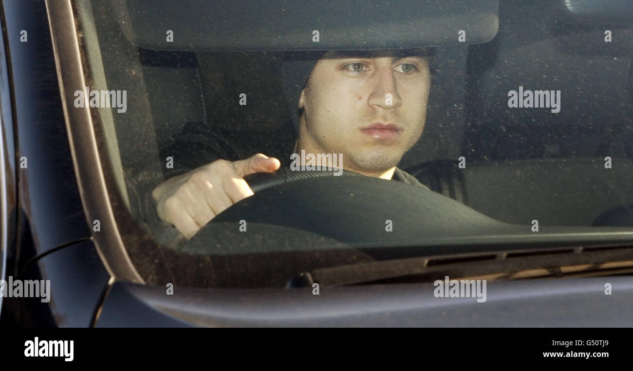 Soccer - joueurs des Rangers à Murray Park.Alejandro Bedoya des Rangers arrive au terrain d'entraînement de Murray Park près de Glasgow. Banque D'Images