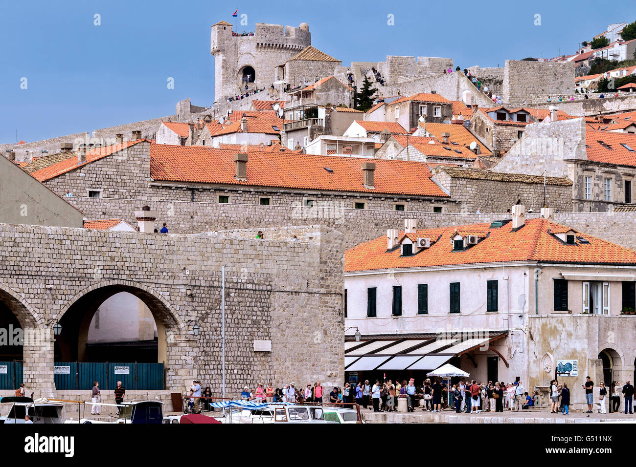 Fort Minceta Vue du port de Dubrovnik Croatie Banque D'Images