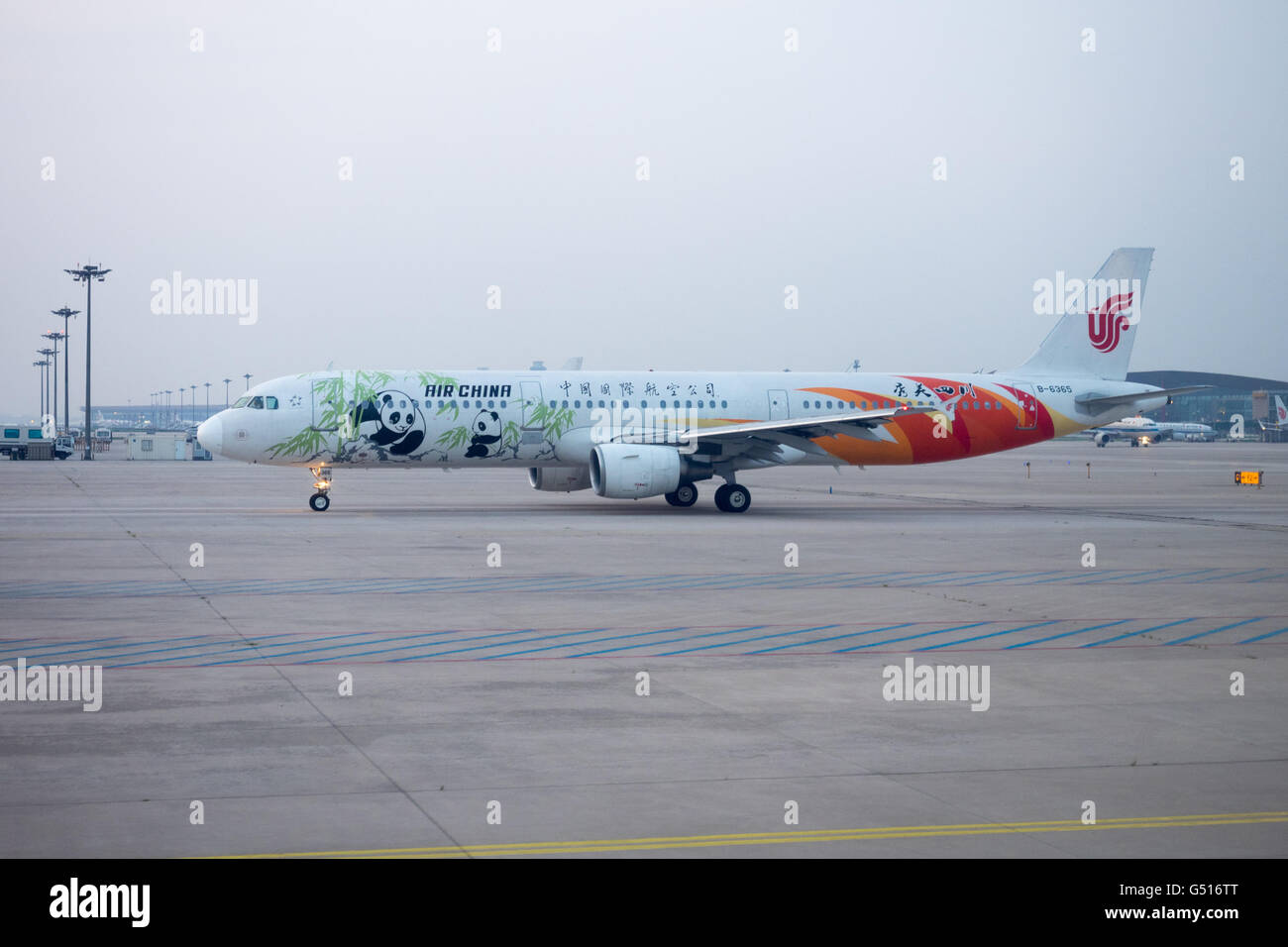 La Chine, Pékin, Air China machine à l'Aéroport International Banque D'Images