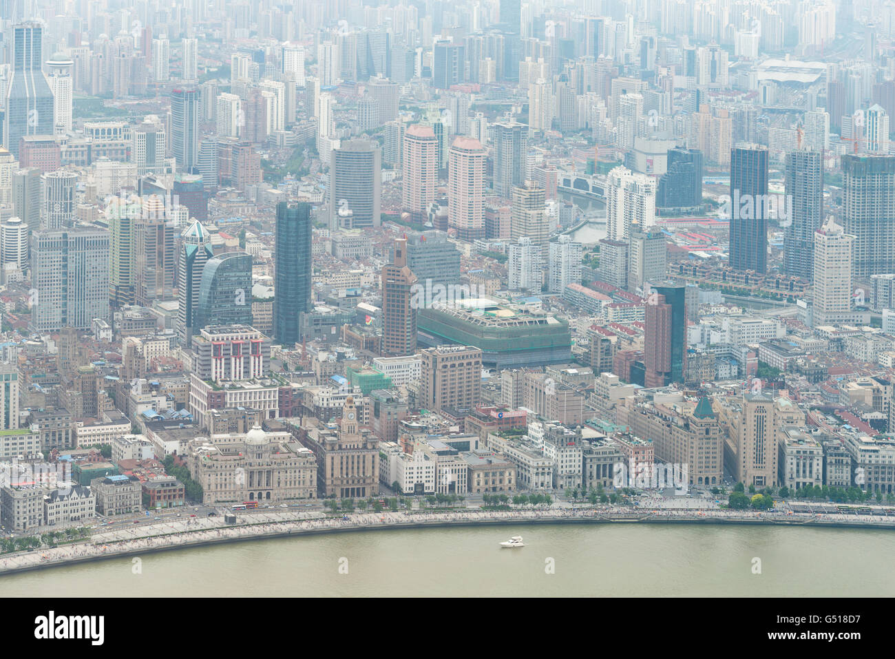 Chine, Shanghai, vue à partir de la Shanghai World Financial Center pour le Bund Banque D'Images