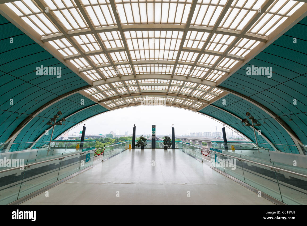Chine, Shanghai Transrapid, arrêter Maglev à l'aéroport Banque D'Images