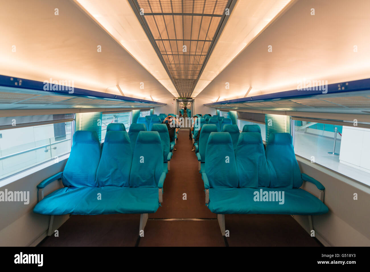 La Chine, Shanghai, dans le Transrapid à l'aéroport Banque D'Images