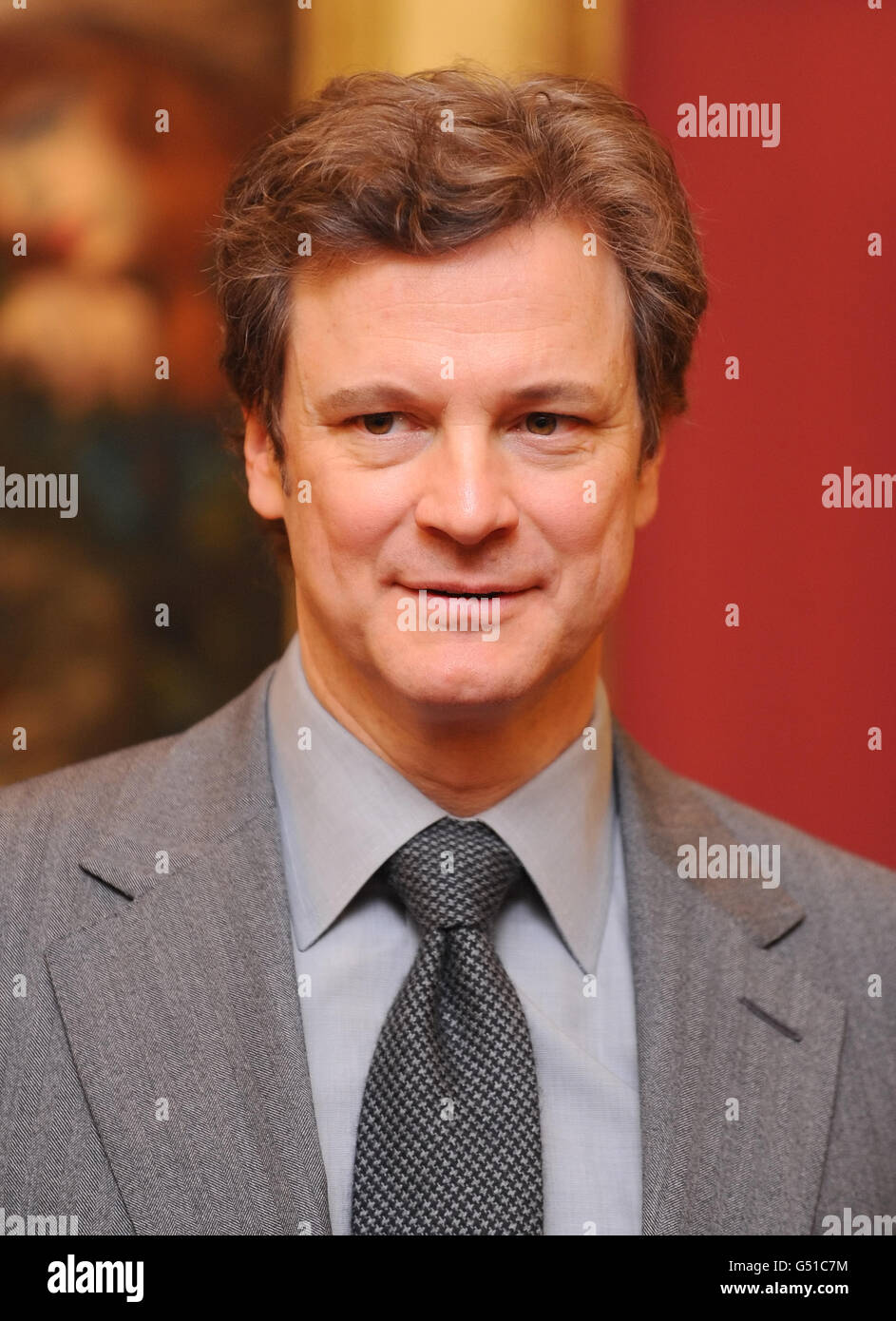 Acteur Colin Firth après avoir reçu la liberté de la ville de Londres, à la Guildhall Art Gallery, dans le centre de Londres. Banque D'Images