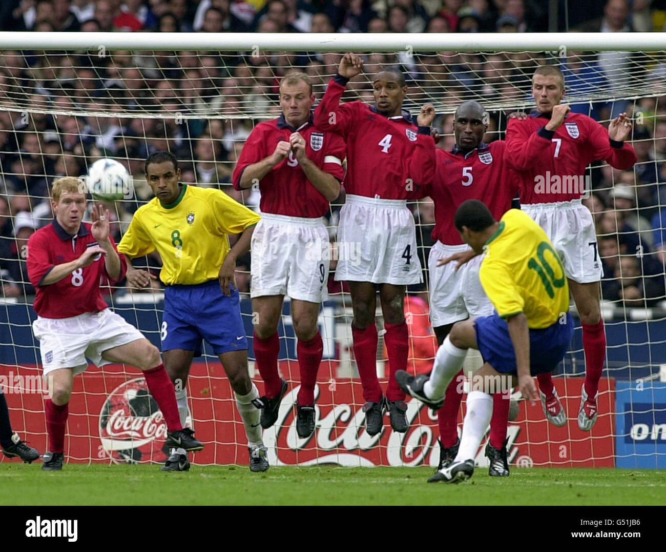 Fra v Brésil Rivaldo Free kick Banque D'Images