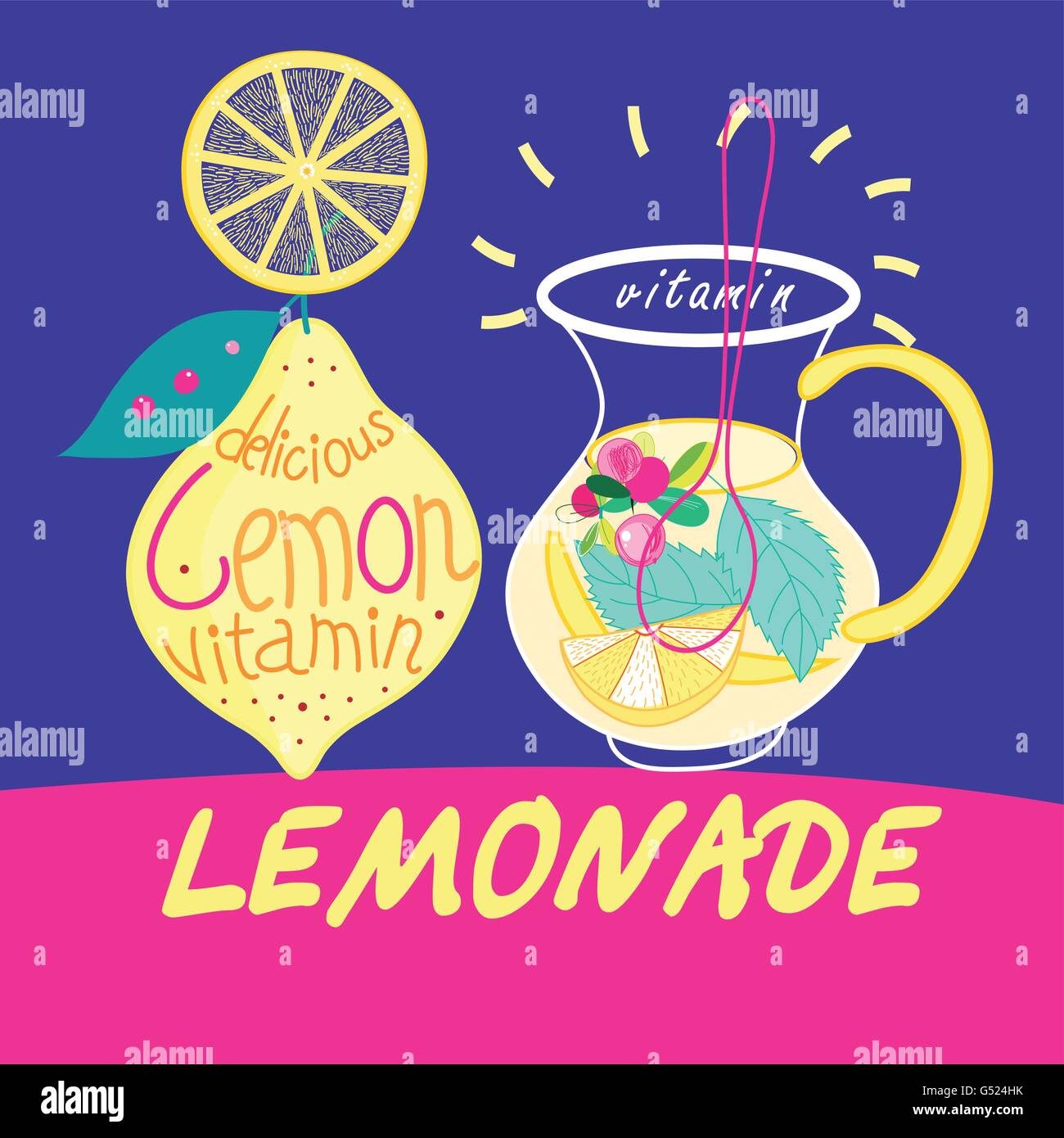 Belle illustration vectorielle avec une carafe d'une bonne limonade Illustration de Vecteur