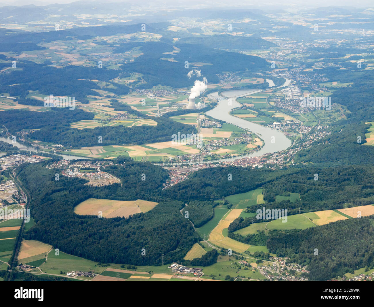 Allemagne, Bade-Wurtemberg, Allemagne, Bad Zurzach, la centrale nucléaire de Leibstadt am Rhein, Suisse Banque D'Images