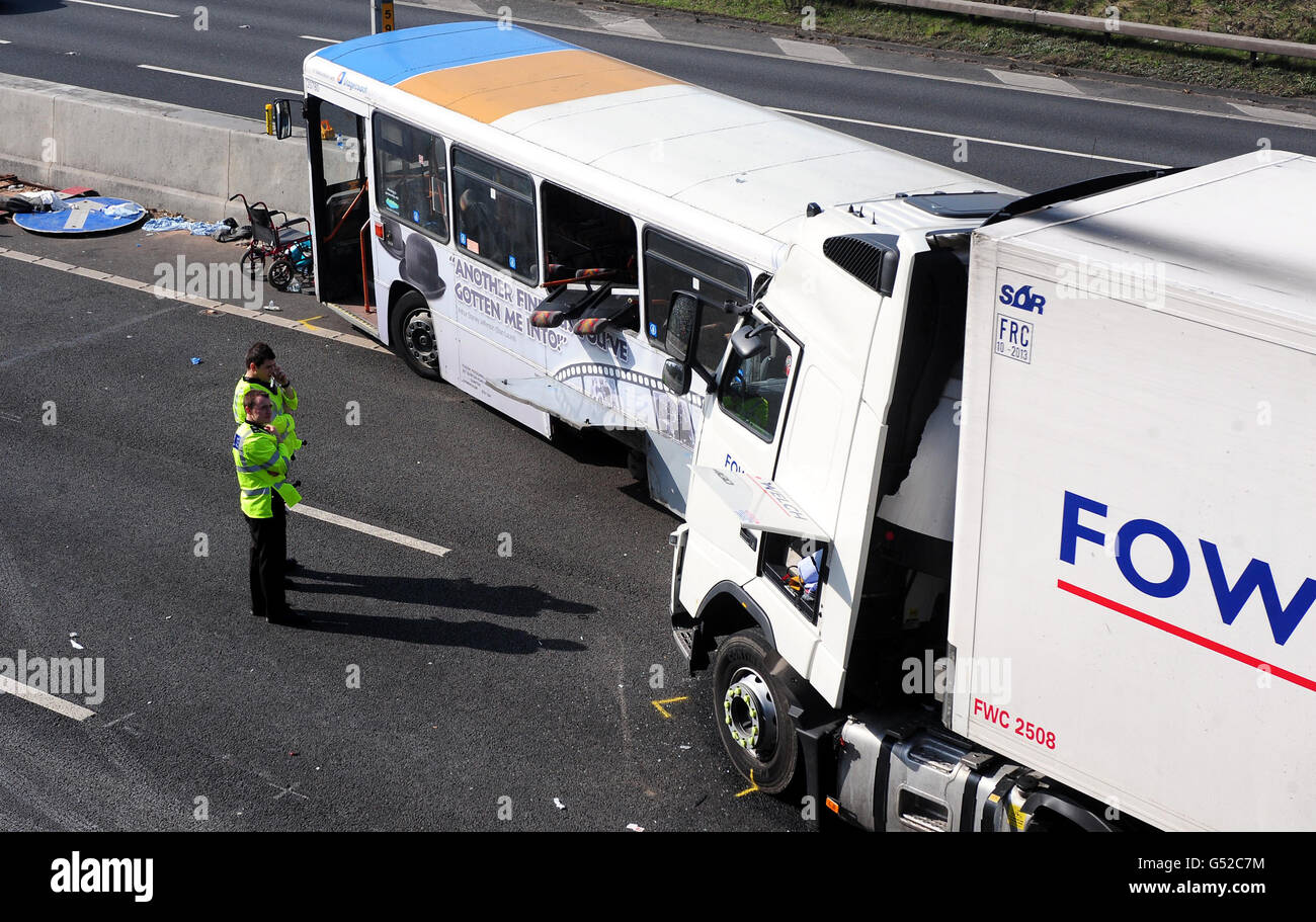 Accident d’autocar M5 Banque D'Images