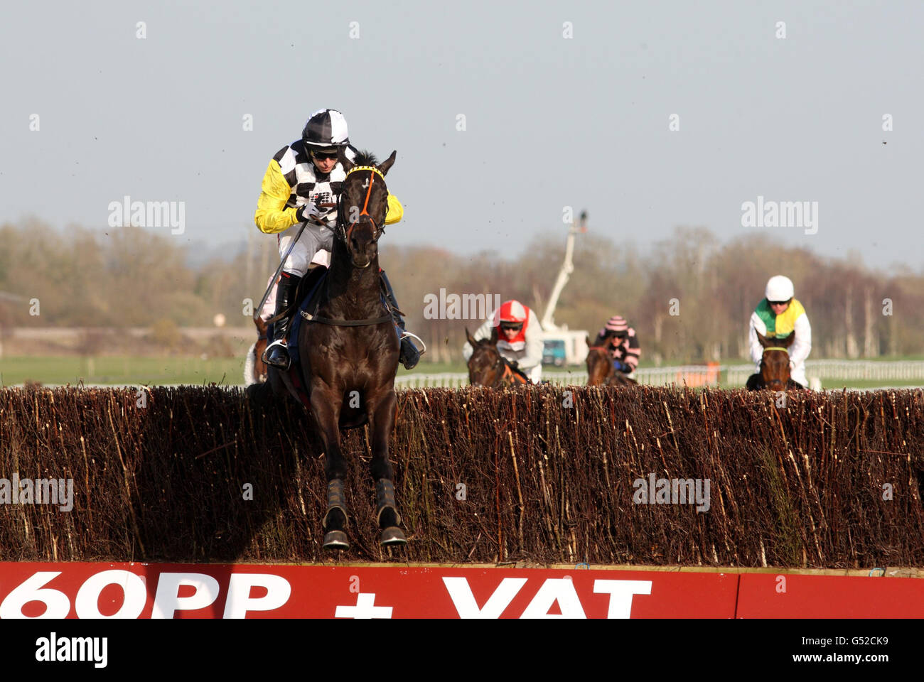 Hellfire Club, monté par Noel Fehily, remporte la Rowena Bourne 21 ans à Ultima handicap Chase pendant la finale de la saison de saut à l'hippodrome de Newbury, Berkshire. Banque D'Images