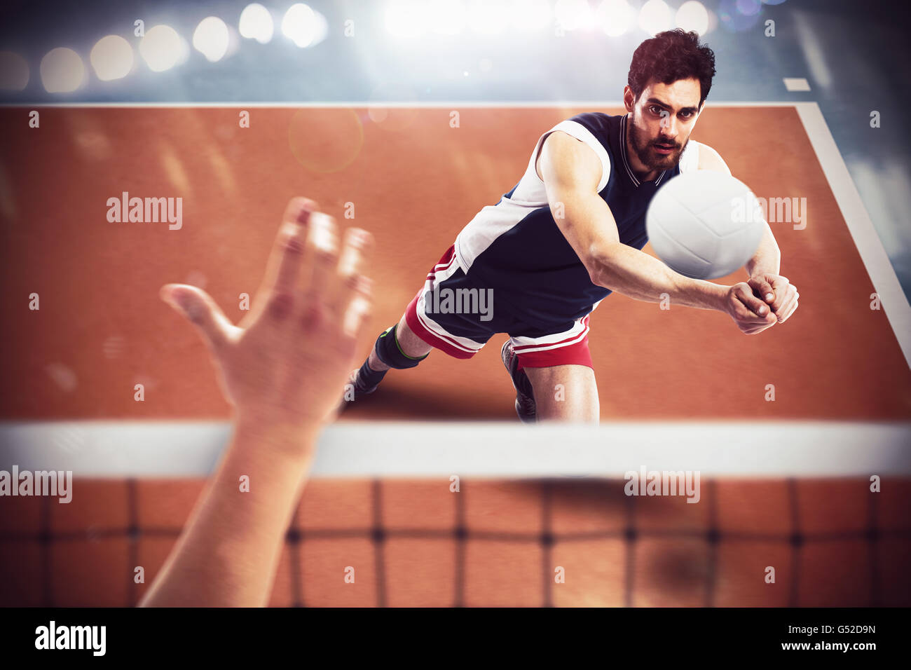 Joueur de volley-ball en action Banque D'Images