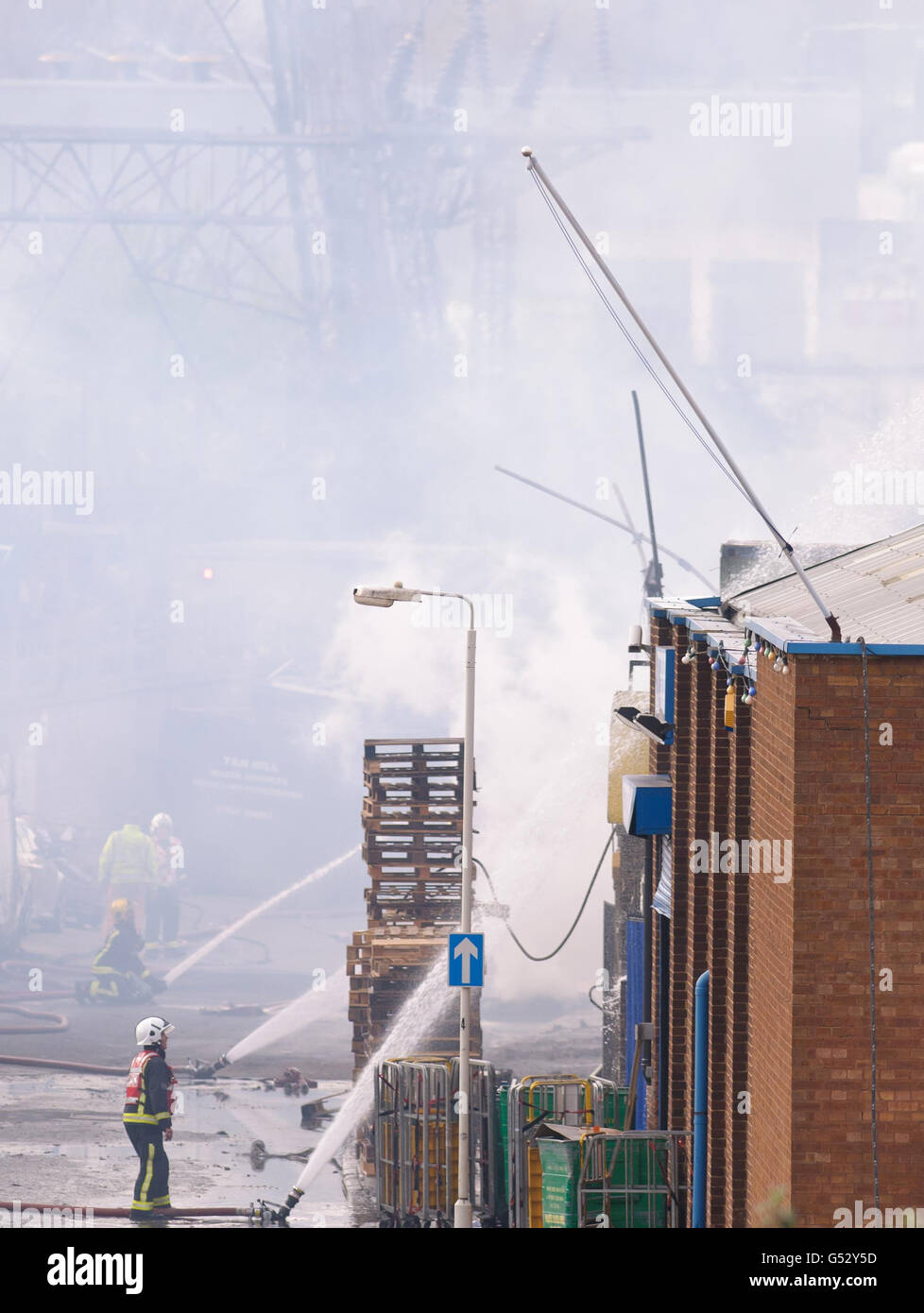 Incendie à Canning Town Banque D'Images