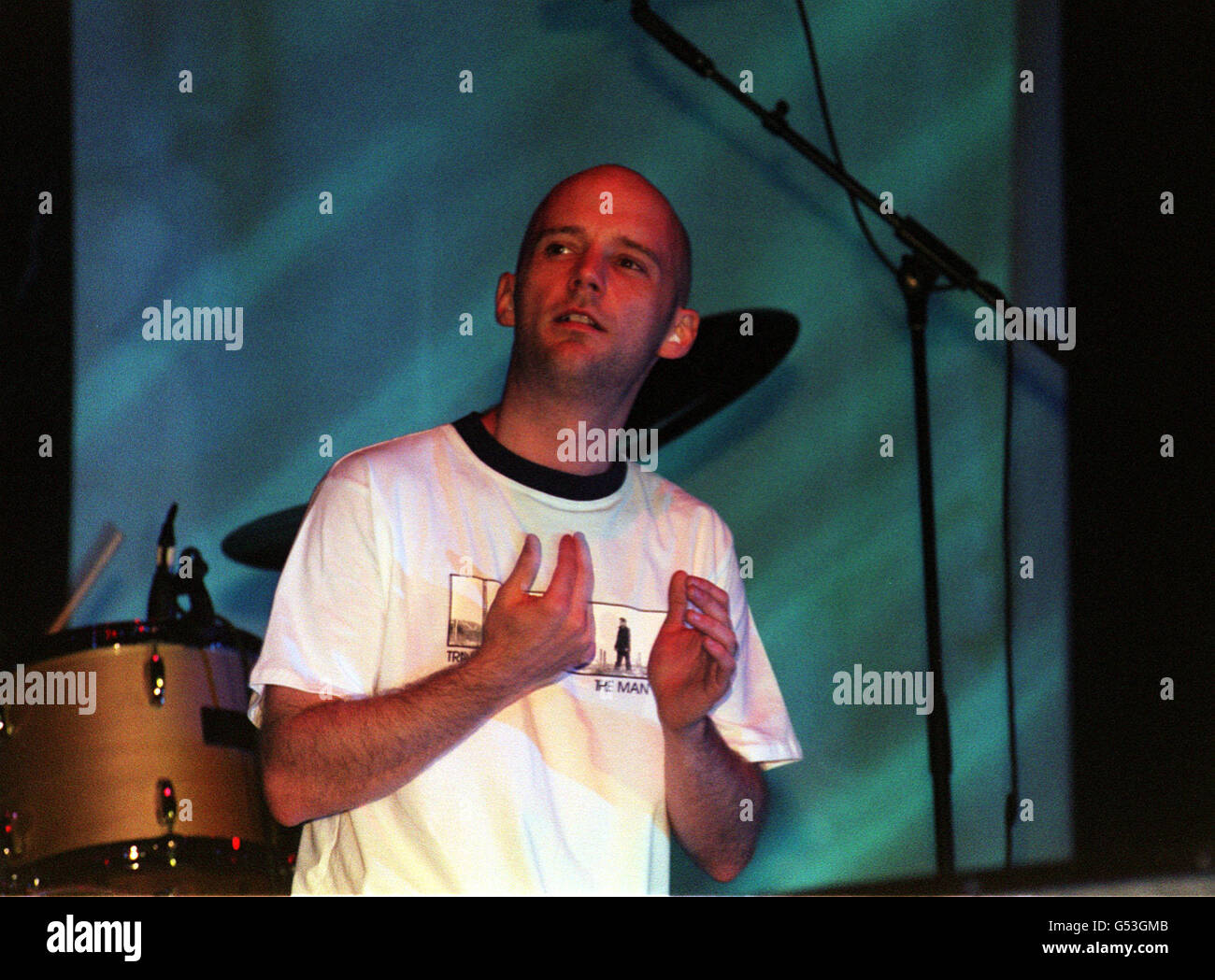 Le musicien Moby se présente sur scène au festival de musique V2000 à Chelmsford, dans l'Essex Banque D'Images