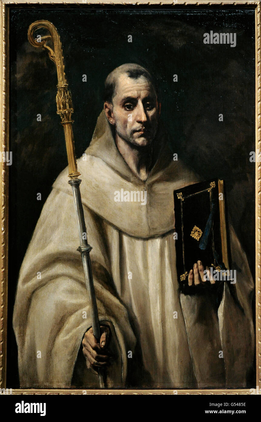 Saint Bernard de Clairvaux (1090-1153). Le Français abbé et réformateur de l'Ordre Cistercien. Portrait par le peintre espagnol, El Greco (1541-1614). Le Musée de l'Ermitage. Saint Petersburg. La Russie. Banque D'Images