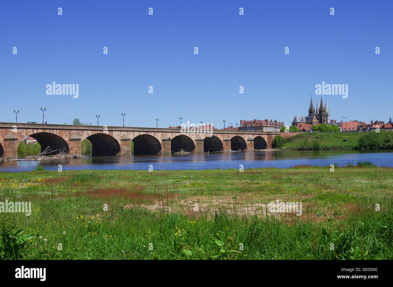 Europe, France, Moulins, le pont Régemortes, département de l'Allier, Auvergne Banque D'Images