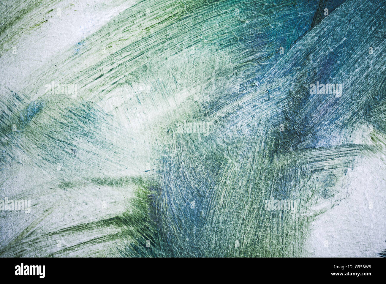 Peinture à l'huile abstrait arrière-plan, avec des fragments de coups de pinceau bleu et vert Banque D'Images