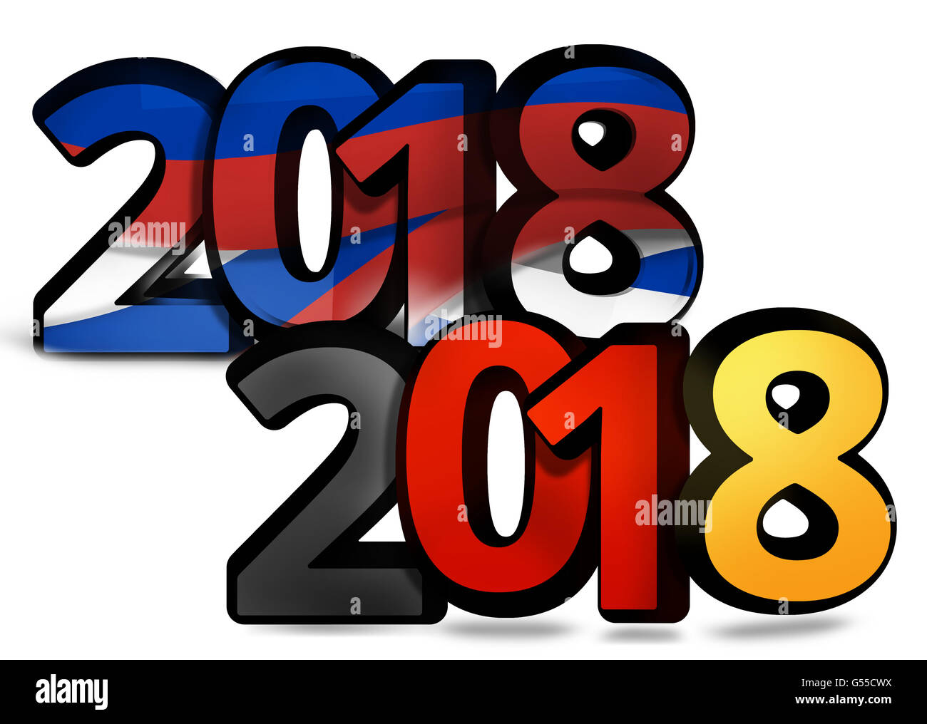 Allemagne Russie 2018 bold font 3d illustration Banque D'Images