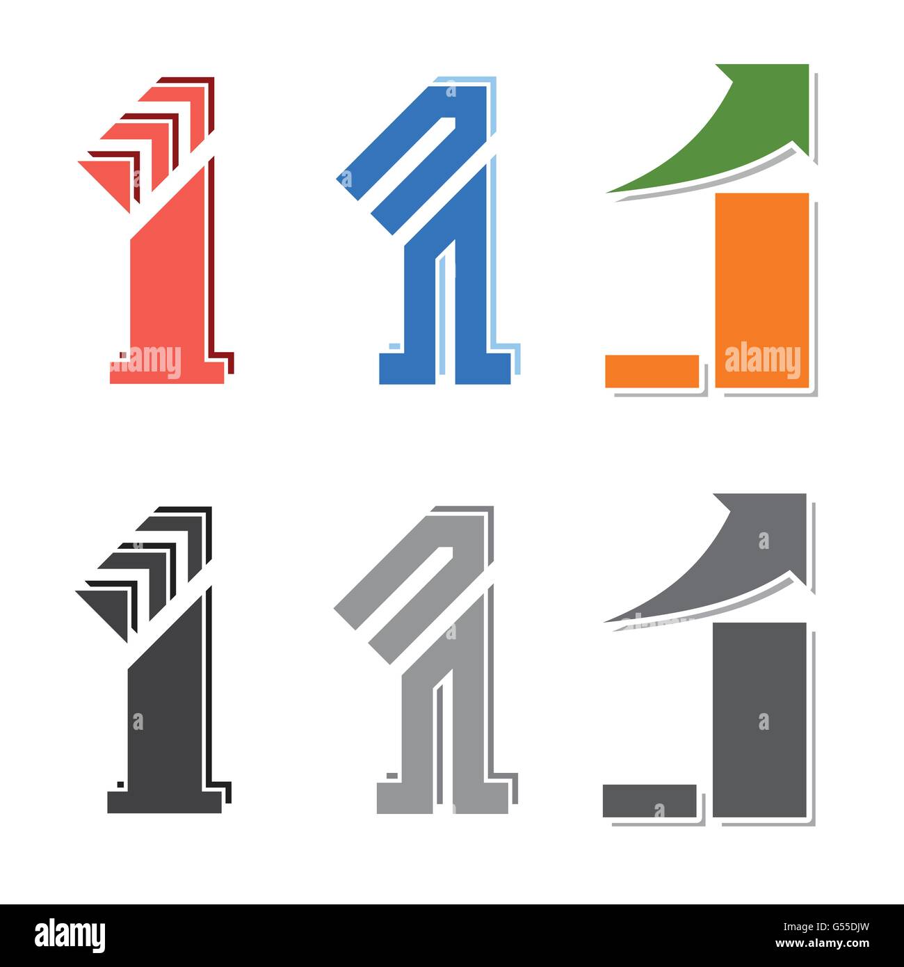 La figure numéro un design créatif avec flèche de tendance de plus en plus affaires symbole vecteur d'identité défini Illustration de Vecteur