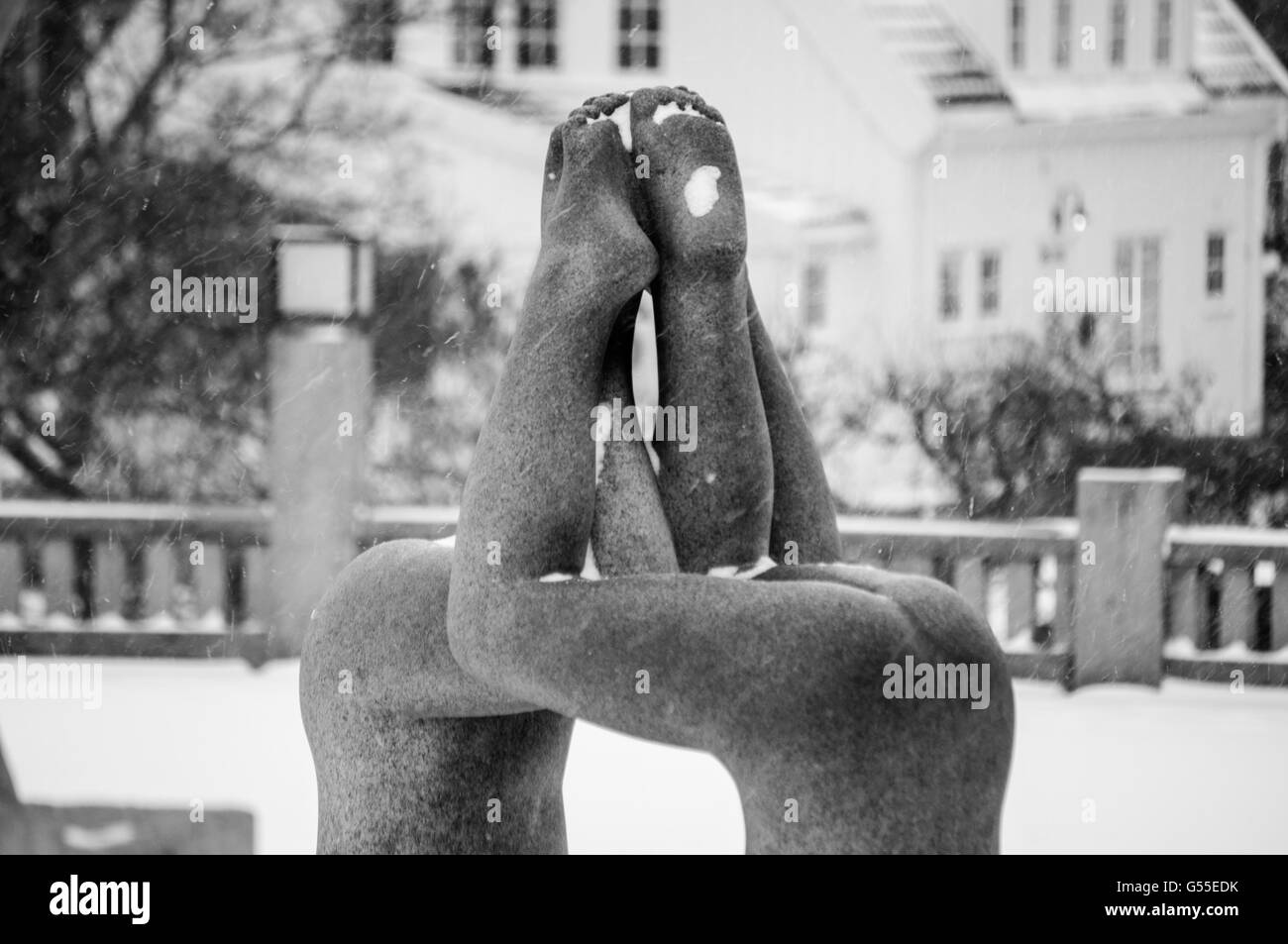 Gustav Vigeland Sculpture, Oslo, Norvège - image monochrome Banque D'Images