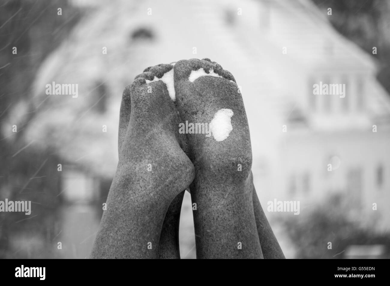 Gustav Vigeland Sculpture, Oslo, Norvège - image monochrome Banque D'Images