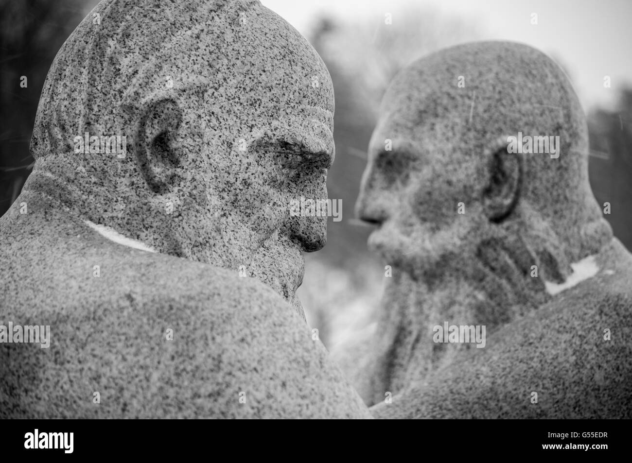 Gustav Vigeland Sculpture, Oslo, Norvège - image monochrome Banque D'Images