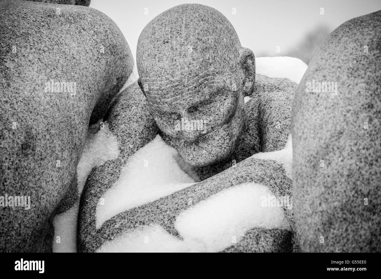 Gustav Vigeland Sculpture, Oslo, Norvège - image mpnochrome Banque D'Images