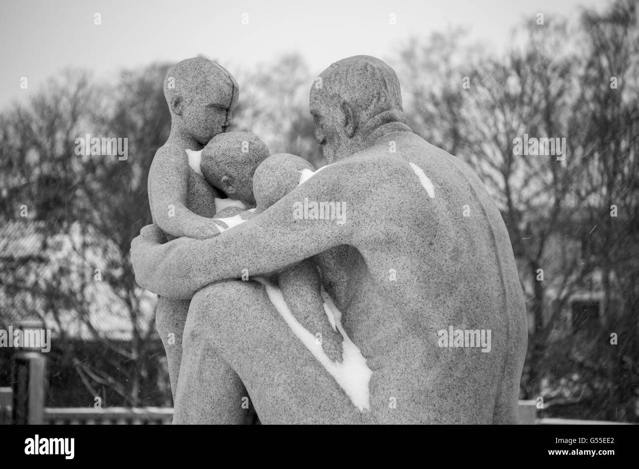 Gustav Vigeland Sculpture, Oslo, Norvège - monochrome Banque D'Images