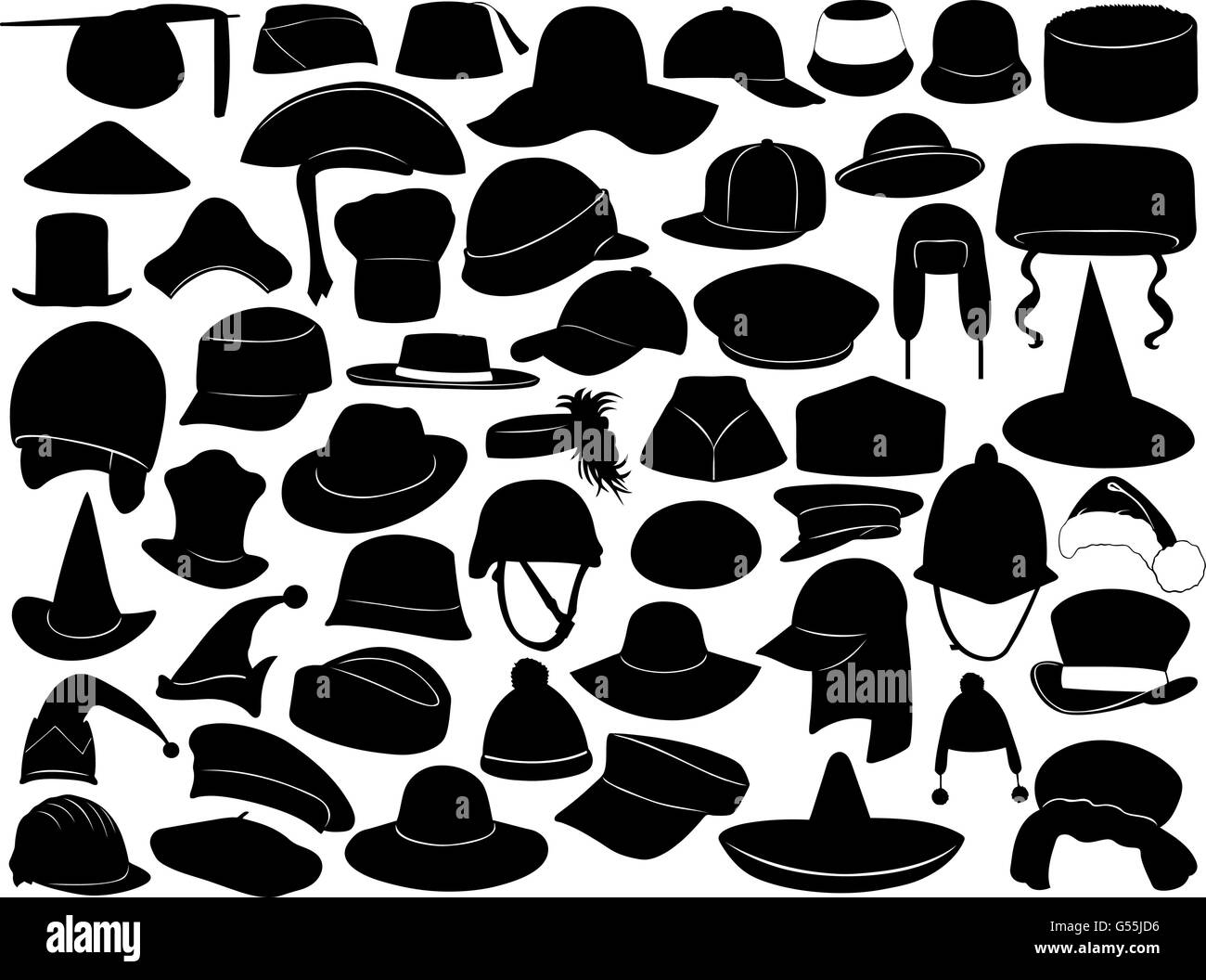 Différents types de chapeaux isolated on white Illustration de Vecteur