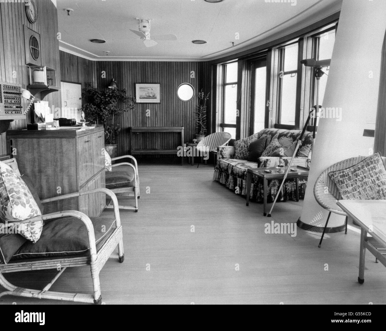 Vue de l'intérieur du yacht royal Britannia, après la grande remise en état du navire. Banque D'Images