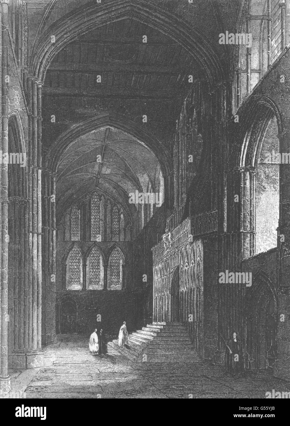 KENT : Cathédrale ; transept nord, antique print c1842 Banque D'Images