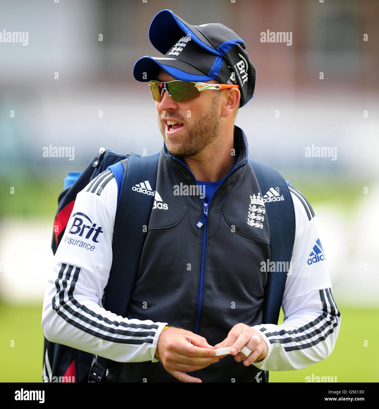 Matt Prior d'Angleterre pendant la session de filets au terrain de cricket Lords, Londres. Banque D'Images