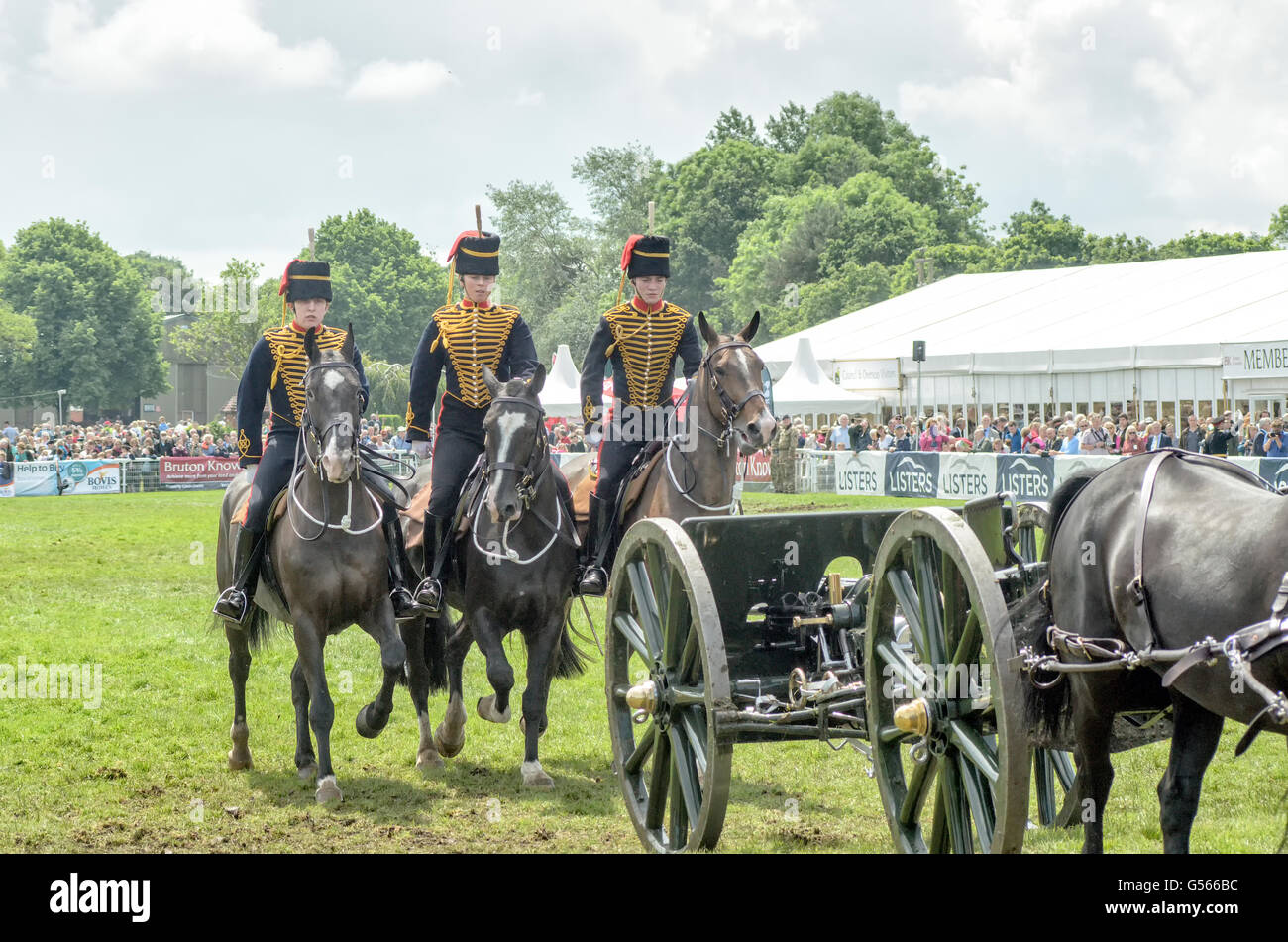 La Troupe du Roi Royal Horse Artillery effectuant une exposition dans les trois comtés Shoe Banque D'Images