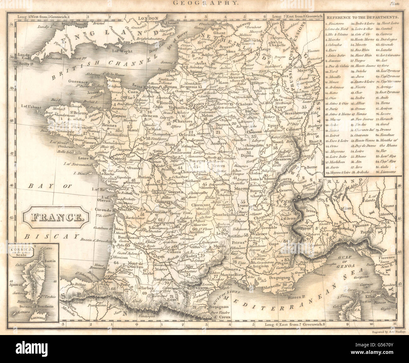 FRANCE : les ministères. Savoie & Comté de Nice dans les États sardes, la carte 1830 Banque D'Images
