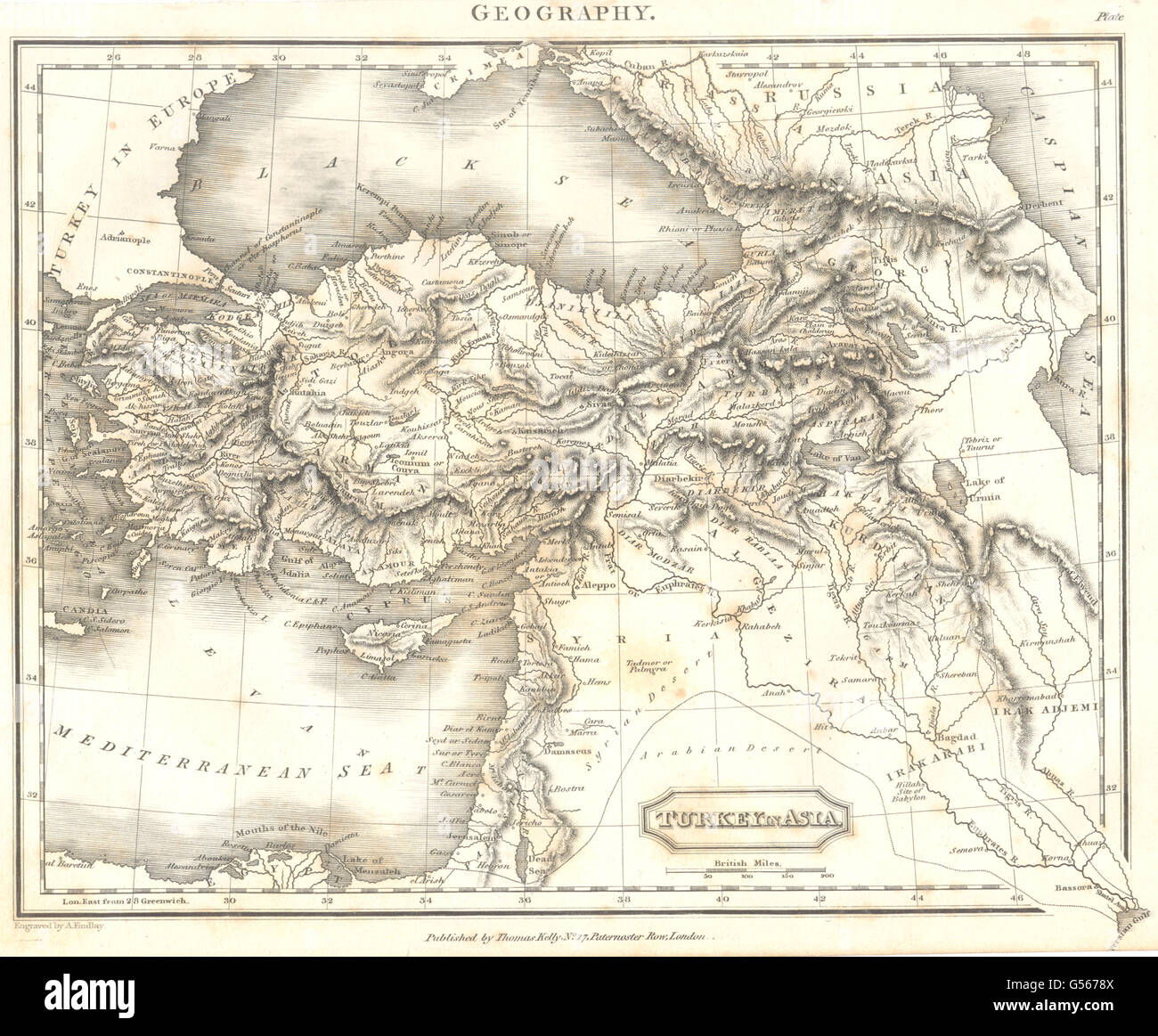 Turquie : la Turquie en Asie. Empire Ottoman. Levant Syrie Irak Géorgie, 1830 map Banque D'Images