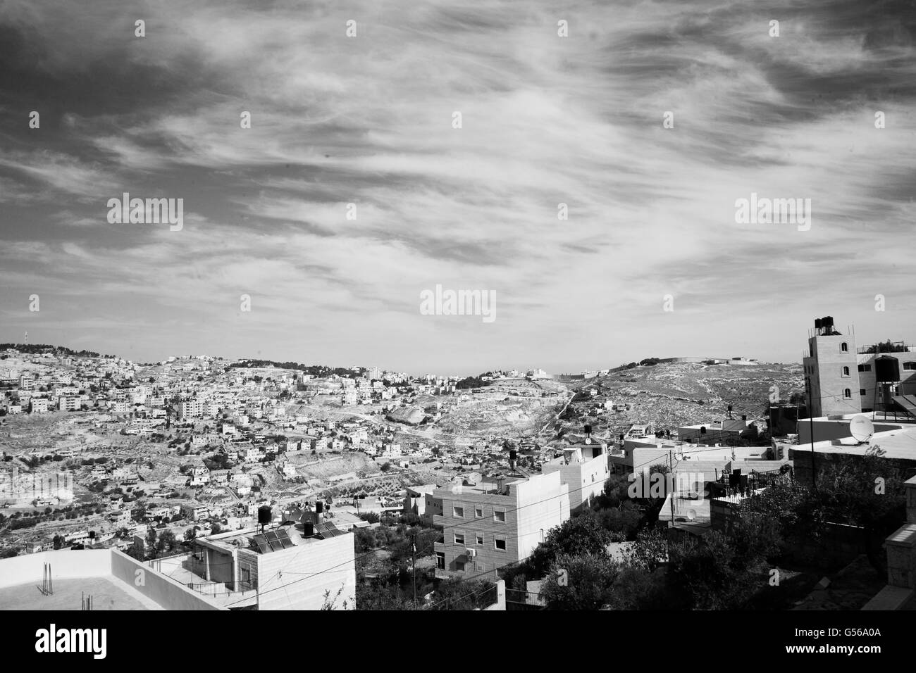 Une vue vers la zone mountainuos de Jérusalem Banque D'Images
