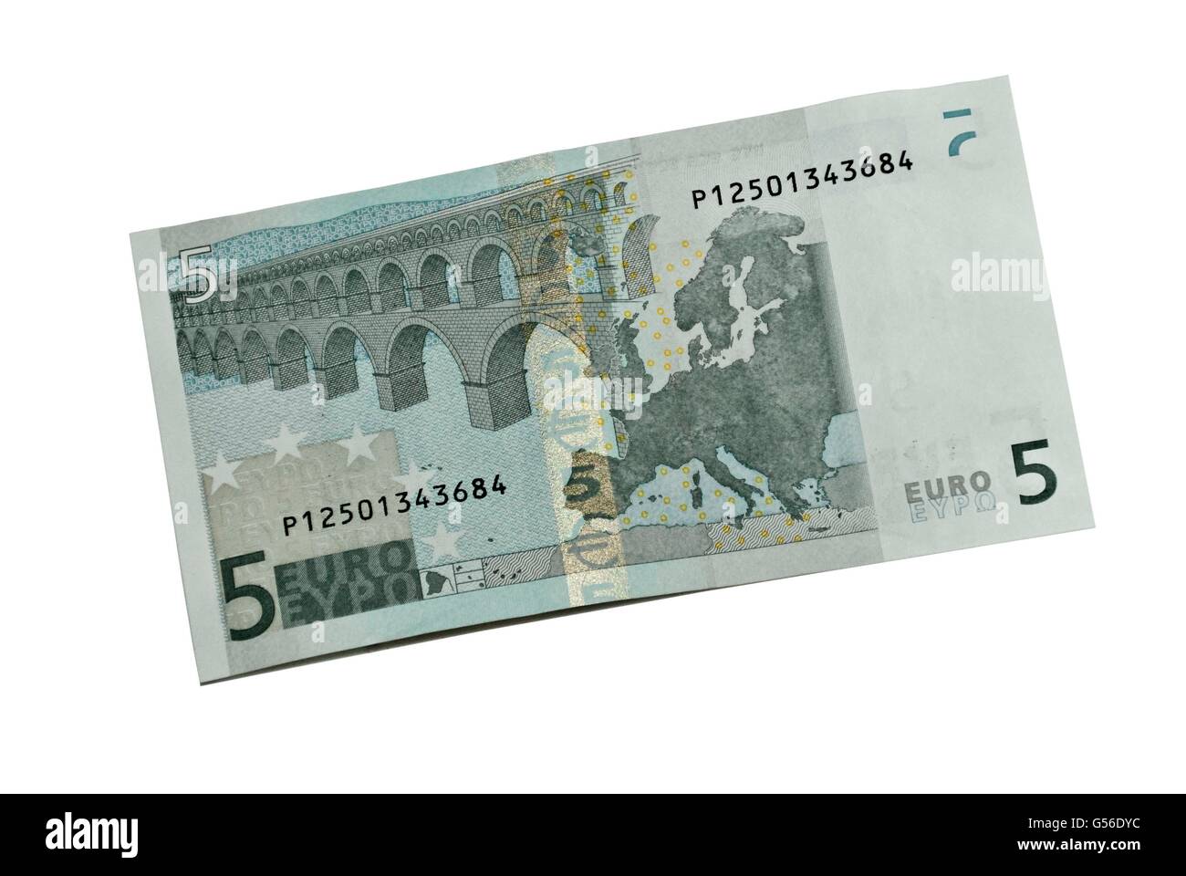 Cinq euros de billet, Billete de cinco euros Banque D'Images