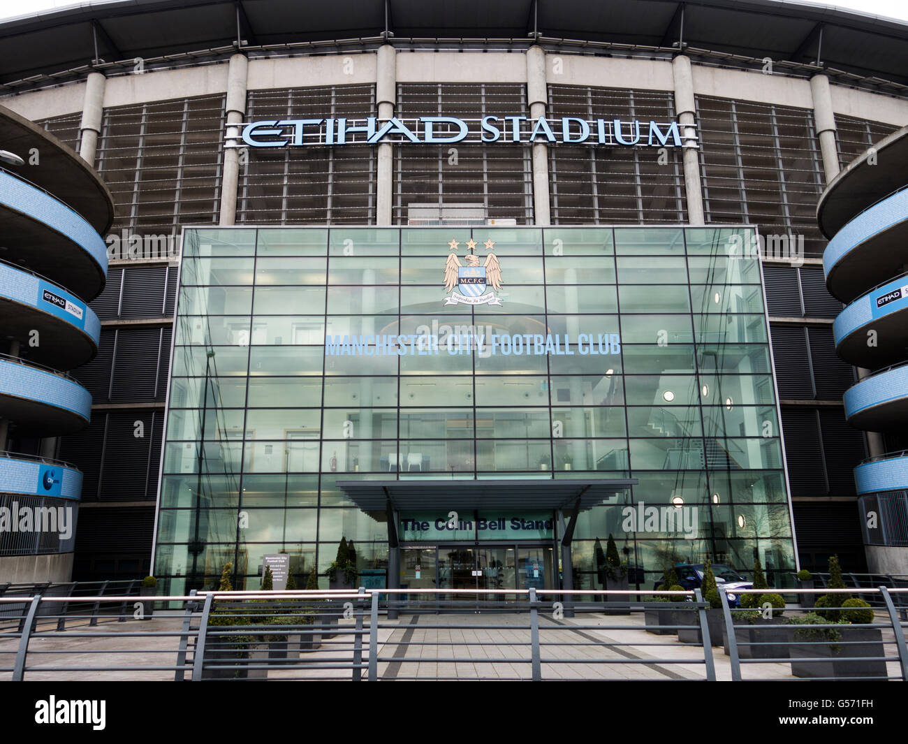 Le stade Etihad Colin Bell entrée Stand Banque D'Images