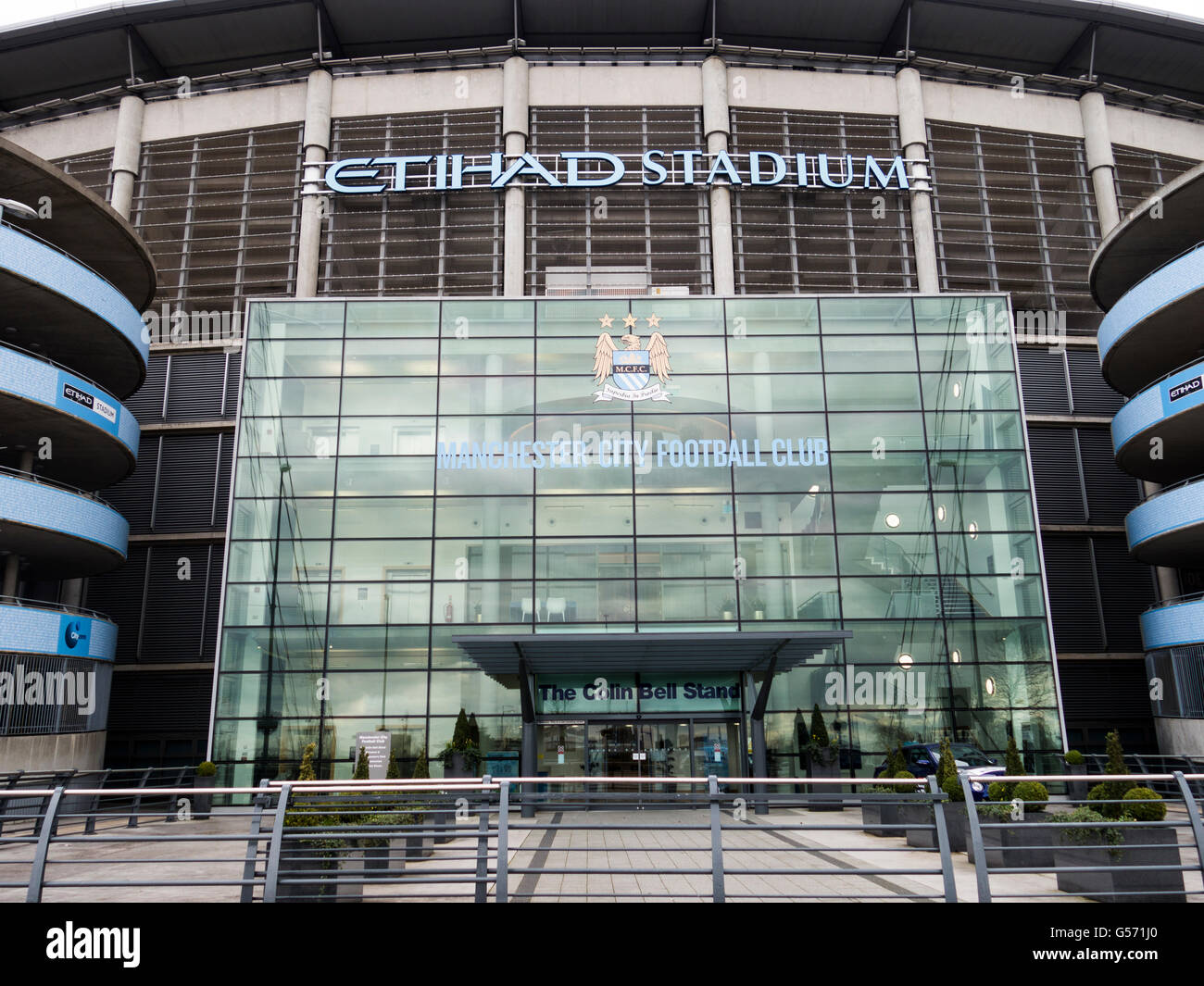 Le stade Etihad Colin Bell entrée Stand Banque D'Images