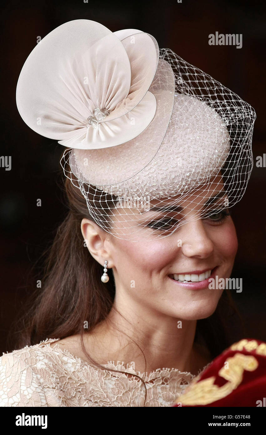 La duchesse de Cambridge arrive à un service d'action de grâce, à la cathédrale Saint-Paul, dans le centre de Londres. Banque D'Images