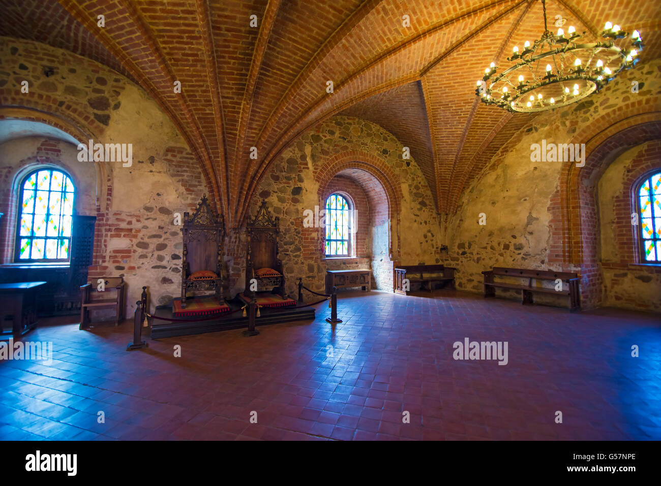 TRAKAI, LITUANIE - 8 juin 2016 : Vue intérieure de Trakai Castle sur l'île de Trakai qui construit au 14ème siècle par Kestutis Banque D'Images