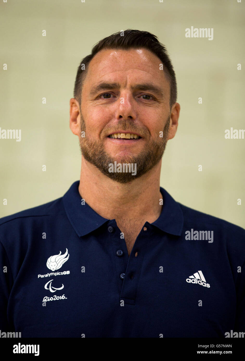 ParalympicsGB Simon Munn pose pour une photo lors de l'annonce de l'équipe à la Leicester Community Sports Arena. Banque D'Images